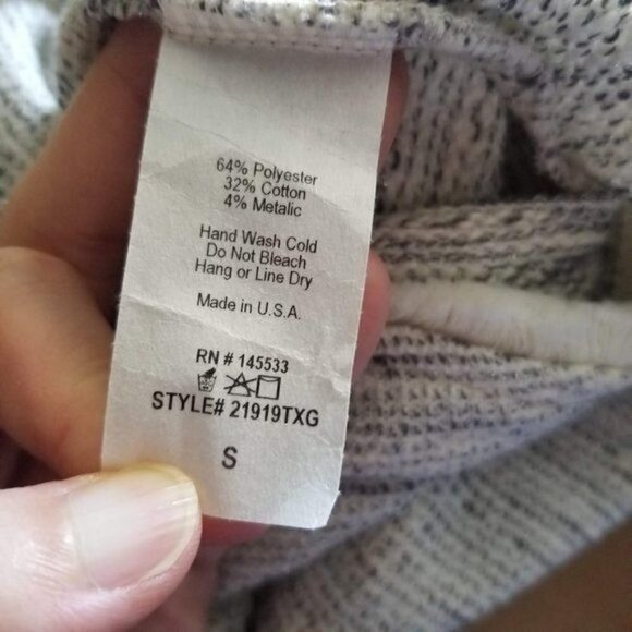 Anthropologie W5 Heather Gray Zip Back 3/4 Sleeve Pullover Fringe Sweatshirt Sm - Picture 6 of 10